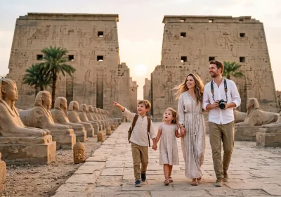 familia de turismo paseando por Egipto en un viaje a medida